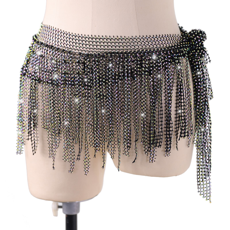 handmade belly dance hip sccarf Belt with rhinestone tassel y1016